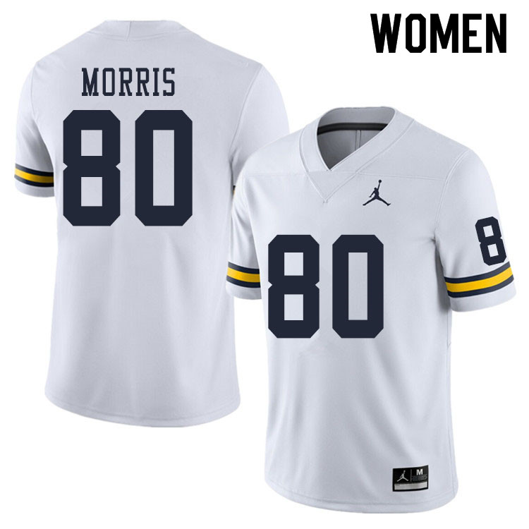 Women #80 Mike Morris Michigan Wolverines College Football Jerseys Sale-White